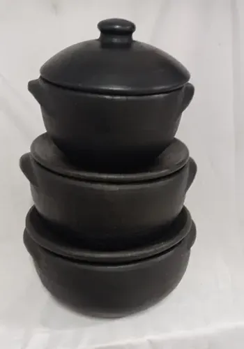Jogo com 3 panelas de barro Capixaba 1 a 3 ltrs