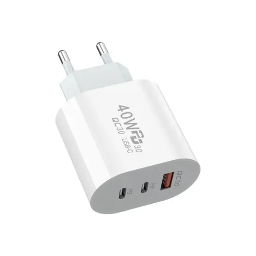 Fonte Adaptador Carregador 40W PD USB-C QC3.0