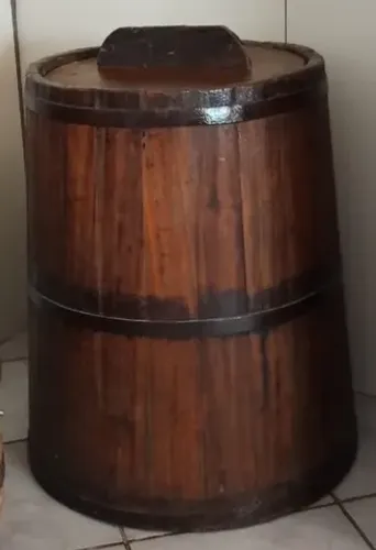 Antigo Tambor de madeira 65cm altura