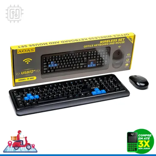Kit Teclado e Mouse USB Wireless Sem Fio 2.4GHz ABNT2 PTBR com Ç
