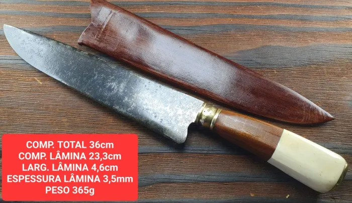 Faca artesanal de 36cm com bainha de couro