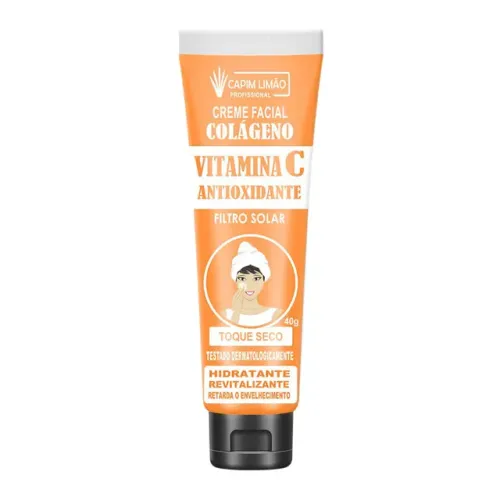Creme Facial Colágeno Vitamina C Capim Limão 40g