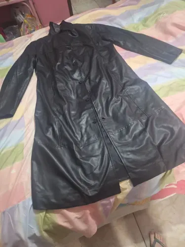 Sobretudo de couro sintético 