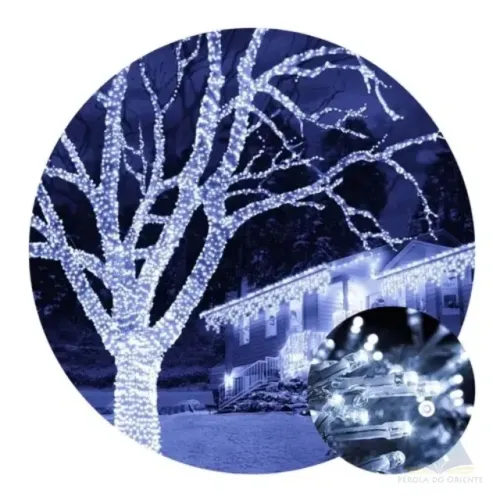 Pisca pisca natal luz branca fio verde, 10 metros enfeite natal 