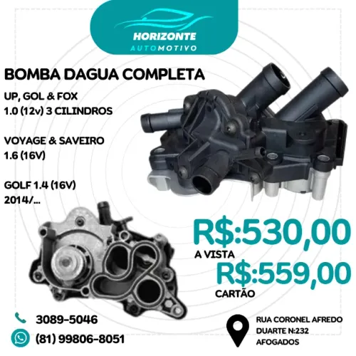 bomba dagua completa up gol fox 1.0 12v 3cilindros voyage saveiro 1.6 16v golf 1.4 16v 14/