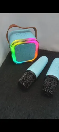 CAIXINHA DE SOM BLUETOOTH K12 RGB LED 2 MICROFONES. * NOVA *