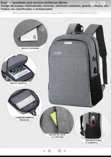 Mochila antifurto estilosa pra notebook executivo viagens