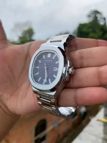 Relógio masculino de luxo estilo patek a prova de água em aço inox