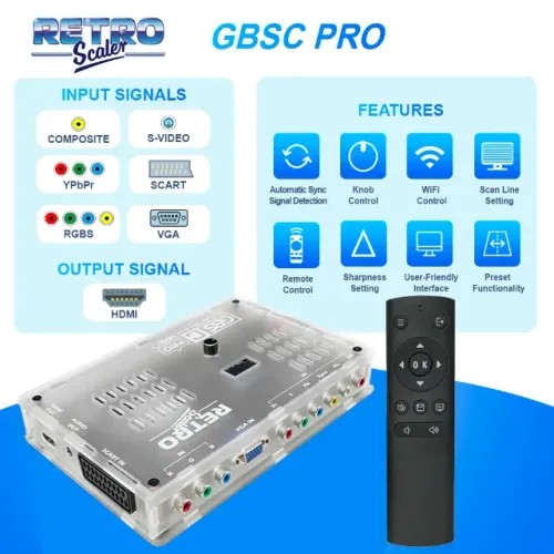 Conversor HD GBSC PRO com múltiplas entradas S-Video AV, RGBS Scart, HDMI, Componente, VGA