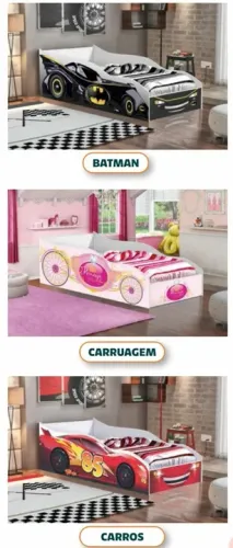 Cama Infantil Carros, Batman ou Carruagem