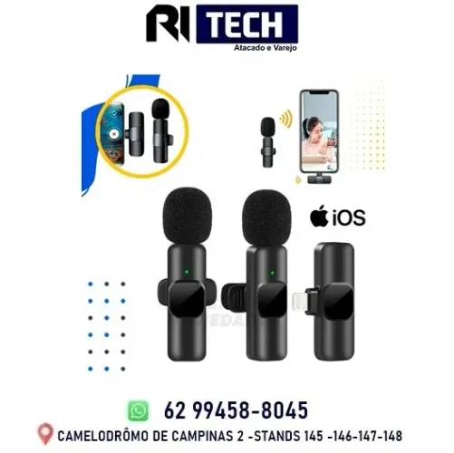 Microfone de Lapela Sem Fio Wireless Lightning IPhone ios Presilha para Camisa Transmissão