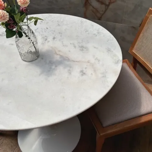 VENDO TAMPO DE MESA DE MÁRMORE EXTRA BRANCO - REDONDA - 90 CM