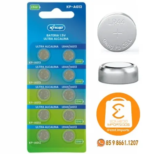 Bateria Ultra Alcalina 1,5V LR44 / AG13 Knup KP-AG13
