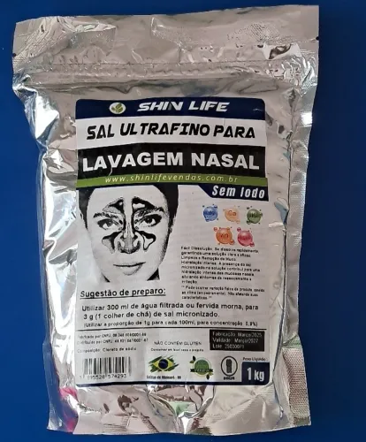 Sal ultrafino micronizado sem Iodo para lavagem nasal, pacote 1Kg