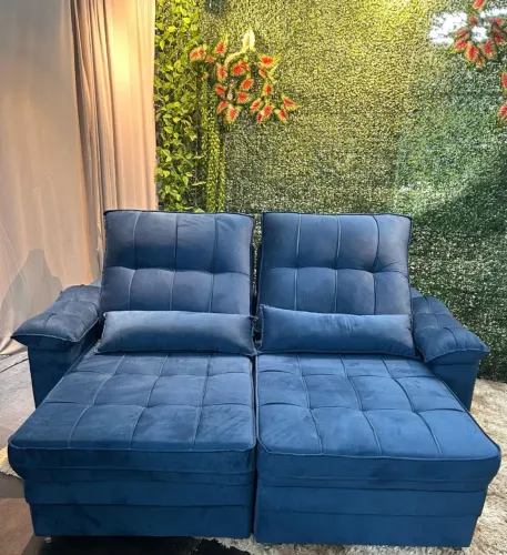 Sofá Azul Modular Confortável