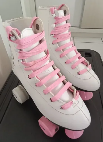 Patins Roller com Cadarços Rosa