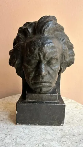 Escultura Busto Mascáraem de Beethoven, antiguidade e decoração