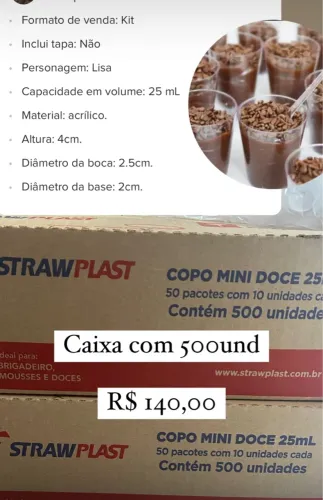 Copo mini doce descartável 25ml