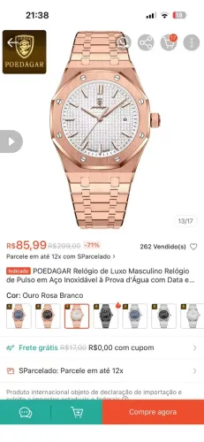 Relógio bonitão ouro rosé