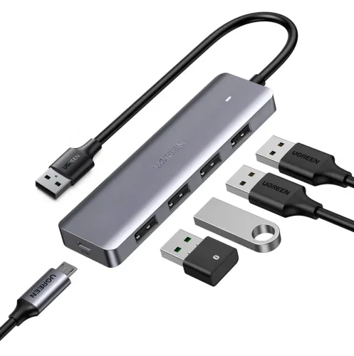 Hub Adaptador 5 Em 1 Ugreen 4 Portas Usb 3.0 + Tipo-c