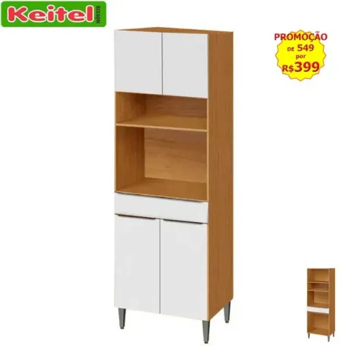 Torre 4 Portas 1 Nicho e 1 Gaveta Luna Cinamomo / Branco 100% MDF