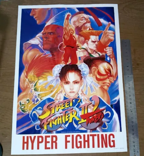 Material de divulgação Street Fighter 2 Turbo ( arcade) original da época (1992)