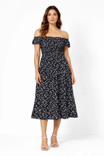 Vestido longo preto floral novo feminino 