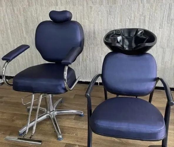 Lavatório e cadeira para corte de cabelo