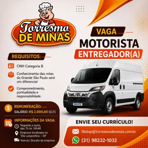 Vaga Motorista Entregador