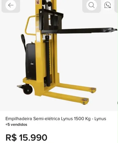 Empilhadeira semi-automática Lynus 1500kg, seminova