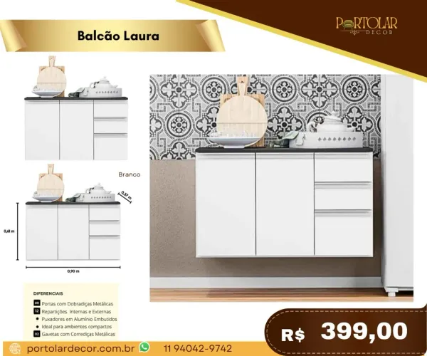 Balcão Laura , à pronta entrega