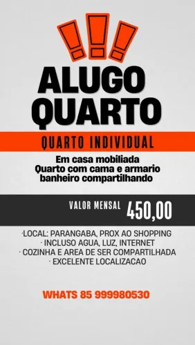 Alugo Quarto Individual - Parangaba