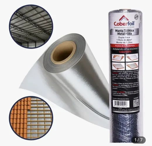 Manta Térmica Coberfoil Telhado Laje Conforto Termico 25m2 Prateada Manta Térmica