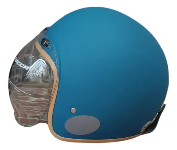 Capacete Lucca Cafe Racer Azul Fosco+ Viseira Bolha