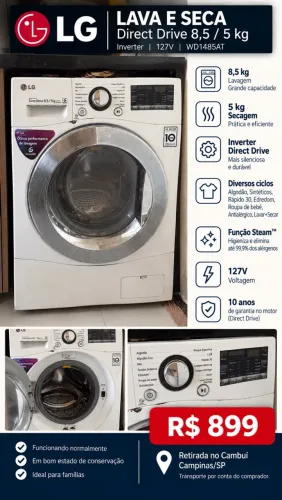 Lava e Seca LG Direct Drive 8,5kg/5kg