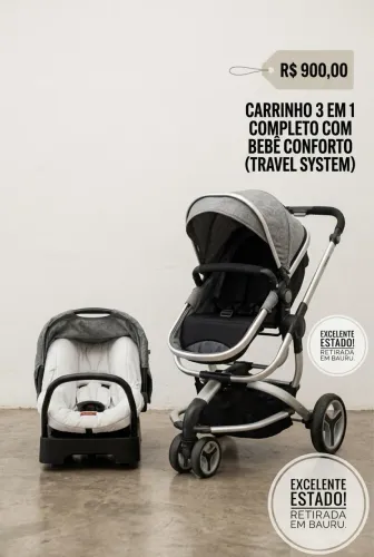 Carrinho de Bebé Safety 1st 3 em 1 (Travel System) + Bebé Conforto - Excelente Estado!