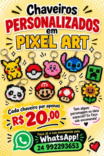 CHAVEIROS PERSONALIZADOS EM PIXEL ART ?