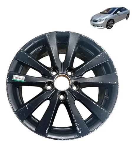 Roda Liga Leve Honda Civic Lxr Aro 16 5 Furos 2012 2016 Preto