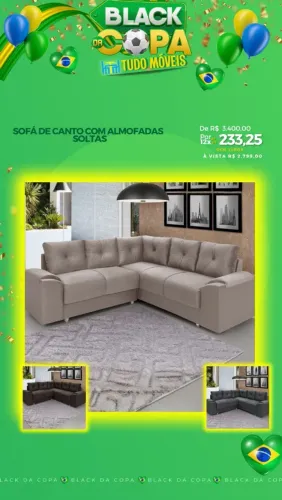 SOFÁ DE CONTO COM ALMOFADAS SOLTAS