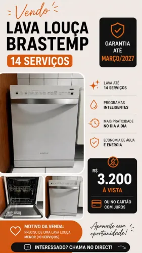 Lava louças Brastemp 14 serviços na garantia 