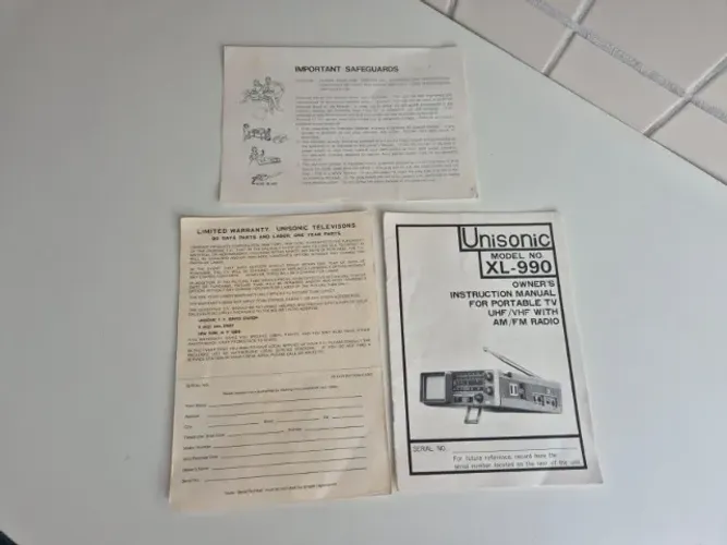 Kit Manuais Unisonic Xl-990. Tv Portátil Com Rádio. 1979