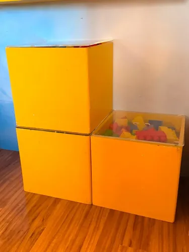 Baús infantis amarelos para brinquedos - conjunto de 3 peças