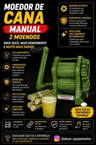Engenho moedor de cana manual