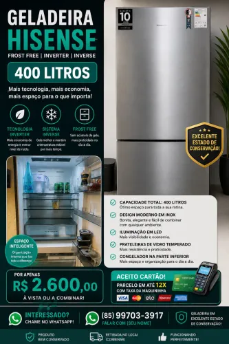Vendo geladeira duplex Hisense 400l inverter e inverse
