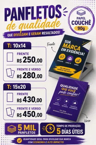 Panfletos papel couchê 90g