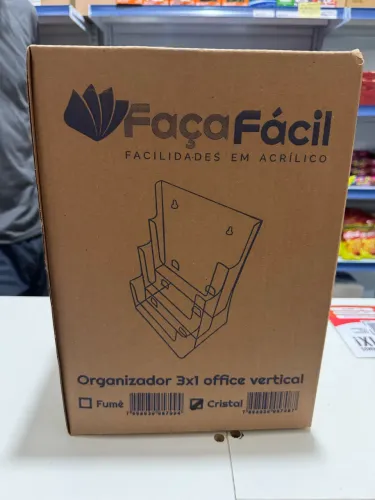 Organizador Escritório Vertical Triplo Multiuso Em Acrílico Cristal
