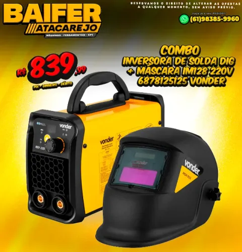 Inversora de Solda DIG + Máscara IM128 220v * Vonder