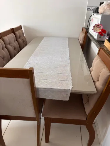 Mesa 6 cadeira , mdf com vidro 