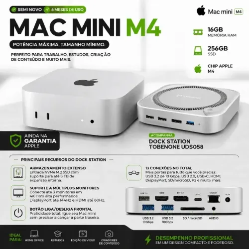 Mac Mini M4 16gb RAM 6 meses de uso