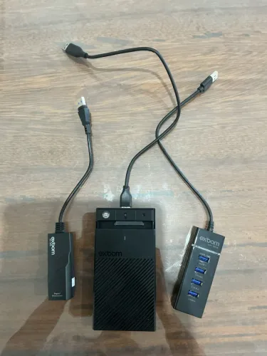 Kit Hub USB 4 Portas + Adaptador USB Rede Ethernet + Case SSD SATA